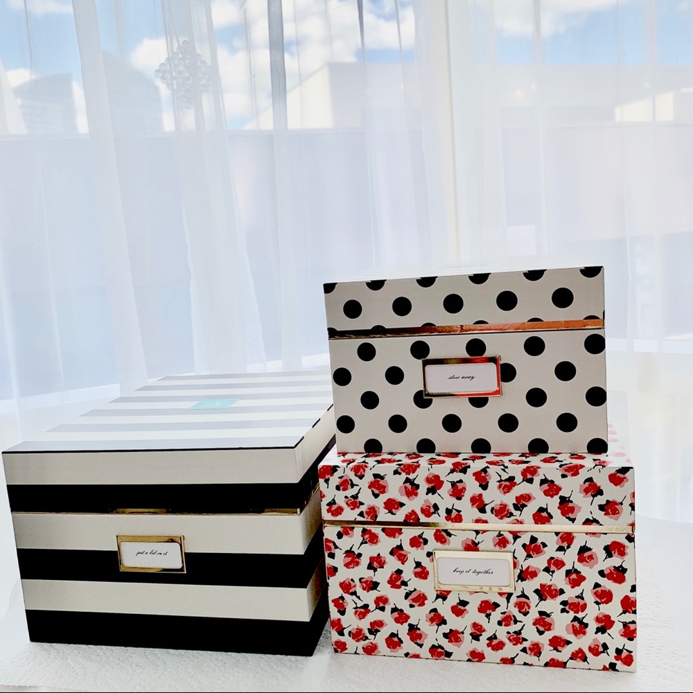 Kate Spade Floral Polka Dot Nesting Boxes Set of 3 - Picture 6 of 8